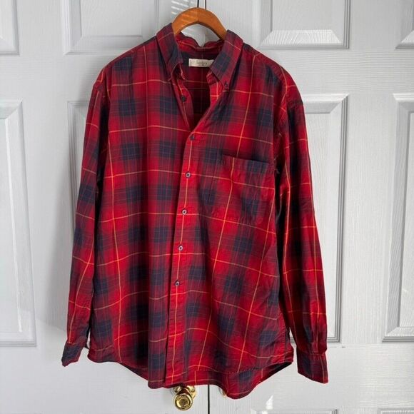 Turnbury‎ L 35 Red Plaid Casual Button Down Shirt Tartan - Picture 1 of 9